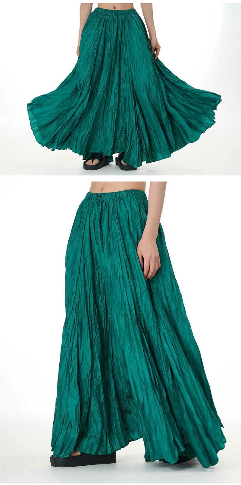 Casual Womens Solid A-Line Long Skirt Tulle High Waist Pleated Y2K Skirt Elegant Ladies Wild Dating Maxi Skirts Drop Streetwear
