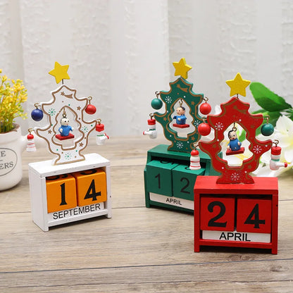 Desktop Christmas Tree Santa DIY Decoration Wooden Christmas Calendar Christmas Decoration 2024 New Year Party Gift