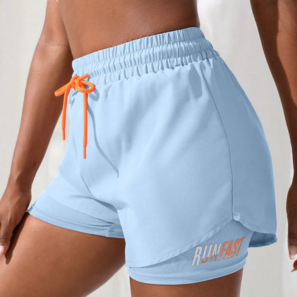 Women's High Rise Yoga Shorts With Elastic Proximity Control Running Shorts, Fake Two Pieces Pants