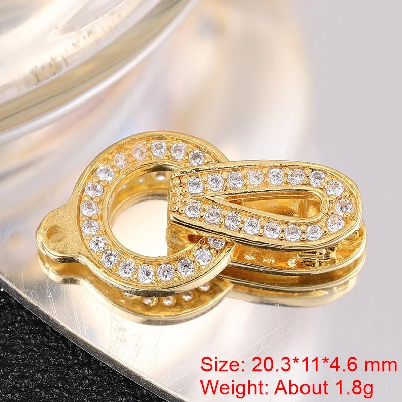 Juya Handmade 18K Gold Silver Plated Fastener Bail Connector Clasps Accessories For Needlework Pearls Beads Jewelry Making