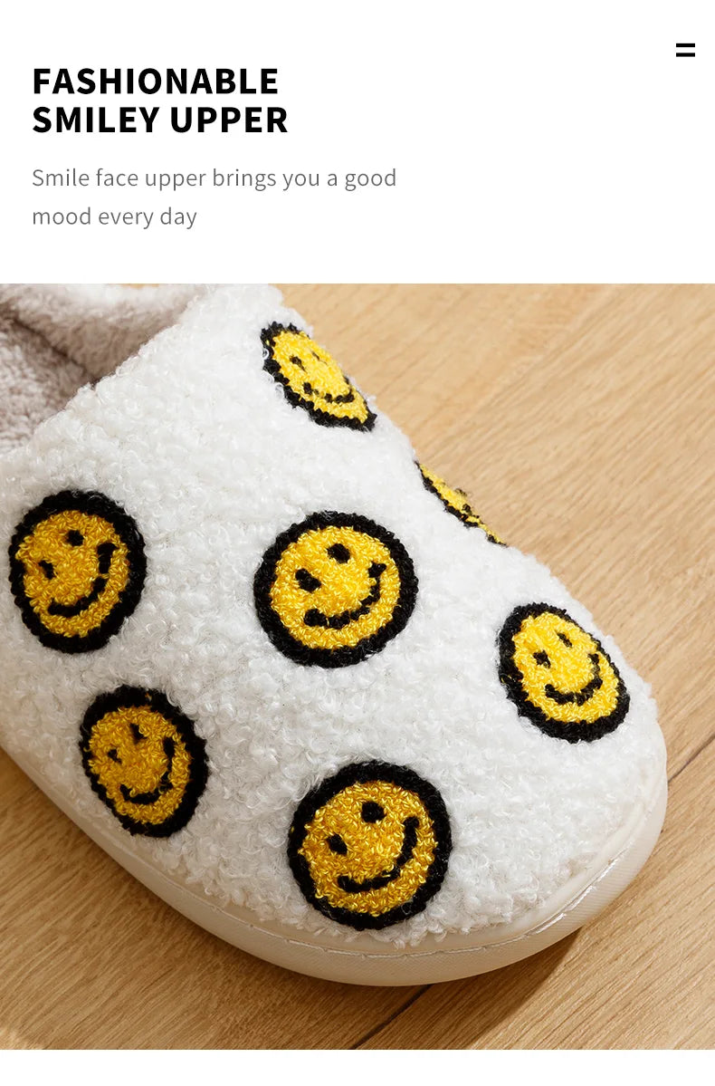 Little Cute Smile Face Slippers Houseshoes Women's House Smile Ladies Indoor Winter Fluffy Cozy Home Comfy Women Shoes