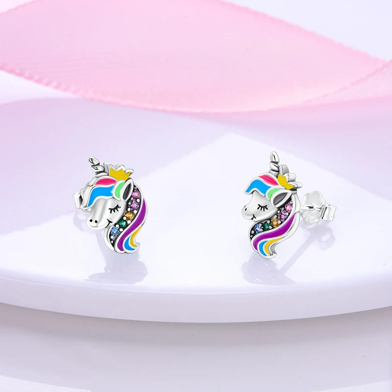 Genuine 925 Sterling Silver Love Feather Earrings Fit Original Charms Hoop  For Women girls Stud Earring Fine Jewelry Gifts
