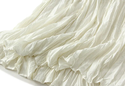 UCXQ Simple Luxury Multi Solid Colors Pleated Skirt For Women's Large Hem Folds A-line Skirts Female 2024 Spring Autumn 23A7004