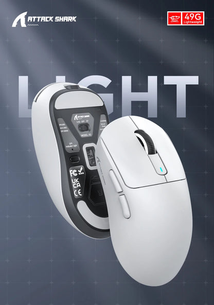 X3 PixArt PAW3395 Mouse 2.4G Bluetooth Tri-Mode Connection, 26000dpi, 650IPS, 49g Lightweight Macro Gaming Mouse