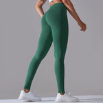 Crossover Waist Women Yoga Leggings Hips Lifting Gym Leggings Seamless Sport Pants High Waist Fitness Leggings Workout Running