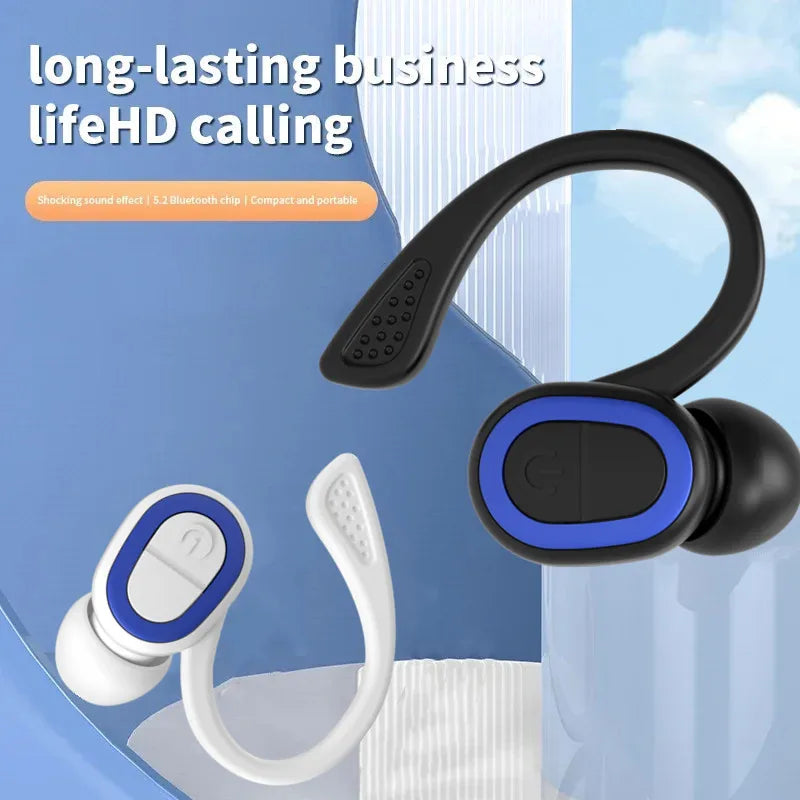 D8 Bluetooth 5.2 Headset Ear Hook Wireless Headphones with Mic Mini Ear Hooks Stereo Music Earbuds for Xiaomi Huawei Smart Phone