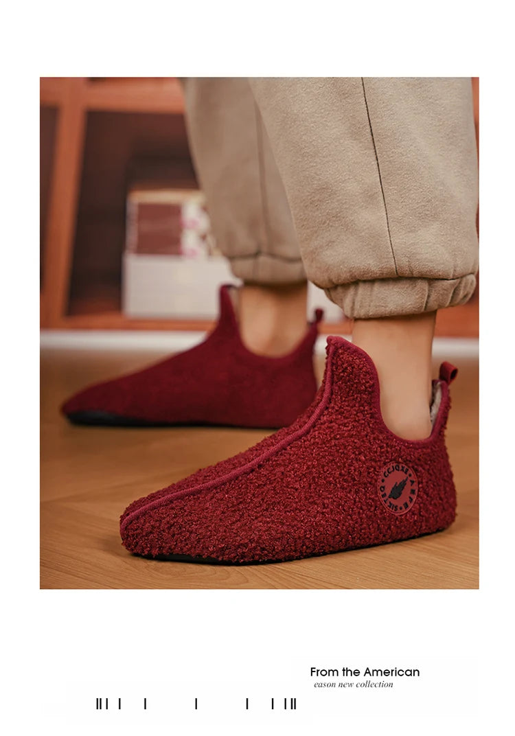 Winter Slippers Men Couples Slippers Non-slip Warm Women and Men Slipper Indoor Soft Shoes Comfortable Flat Home Cotton Shoe