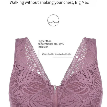 Soft cotton cups before the zipper in the elderly underwear breathable women without steel ring tank top lace large size bra