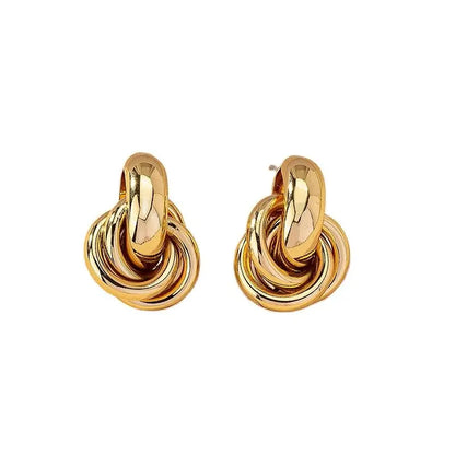 Obega Gold SIlver Color Knot Hoop Earring For Women Shiny Plating Trendy Earring Stud Cute Daily Wear Jewelry