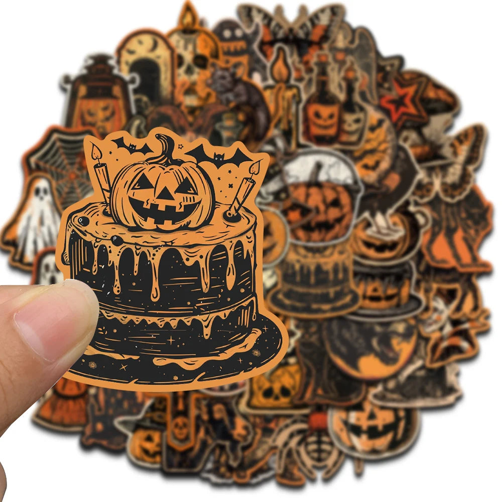 50/100PCS Retro Halloween Stickers Terrifying Pumpkin Luggage Phone Graffiti Laptop Wall Scrapbook Motorcycle DIY Kids Gifts