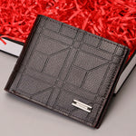 Men's Checkered PU Leather Wallet - Multi Card Slot, Business Style, Solid Color, Ideal Gift for Men