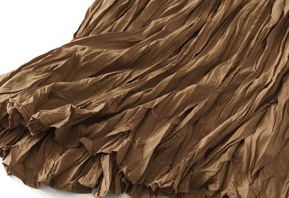 UCXQ Simple Luxury Multi Solid Colors Pleated Skirt For Women's Large Hem Folds A-line Skirts Female 2024 Spring Autumn 23A7004