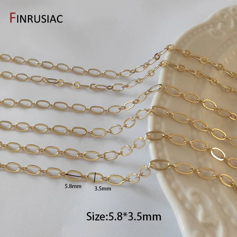 DIY Jewelry Making Chain 9 Types 14K Gold Plated Brass Metal Round Link Cable Chains For Needlework Diy Jewelry Accessories