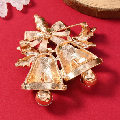 A women's brooch, collar pin, silk scarf buckle, creative Christmas bell, bow, inlaid with rhinestones, contrasting colors, high