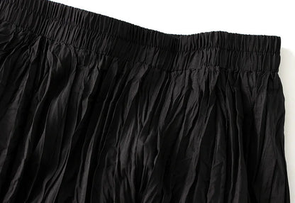 UCXQ Simple Luxury Multi Solid Colors Pleated Skirt For Women's Large Hem Folds A-line Skirts Female 2024 Spring Autumn 23A7004