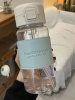 500ml Water Bottle with Straw Pop-Up Cover Leak-Proof Drinkware for Drinking Sippy Portable Cute Plastic Drinking Bottle