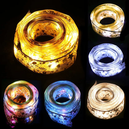 Christmas Decorations LED Ribbon Lights Christmas Tree Ornaments DIY Fairy Lights String Navidad Natal Home Decors New Year 2023