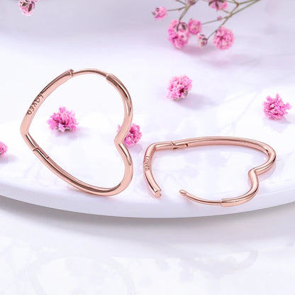 Genuine 925 Sterling Silver Love Feather Earrings Fit Original Charms Hoop  For Women girls Stud Earring Fine Jewelry Gifts