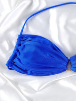 Solid Color Bikinis Push Up Swimwear Women Halter Bikini Set Shiny Swimsuit Push Up Bathing Suits Bandage Beachwear Thong