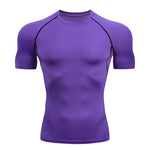 Men's Compression Top, Active Mid Stretch Breathable Moisture Wicking Workout T-shirt For Outdoor Sports