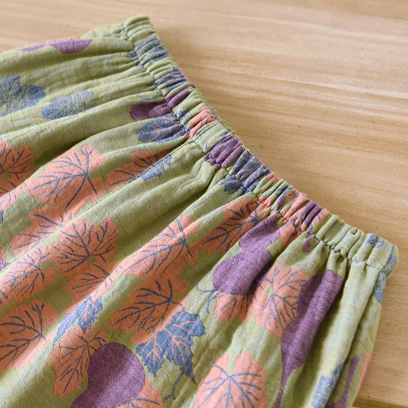 2024 Japanese Spring and Autumn New Women's Pajama Set 100% Cotton Vintage Long sleeved Pants Two Piece Set for Home Furnishings