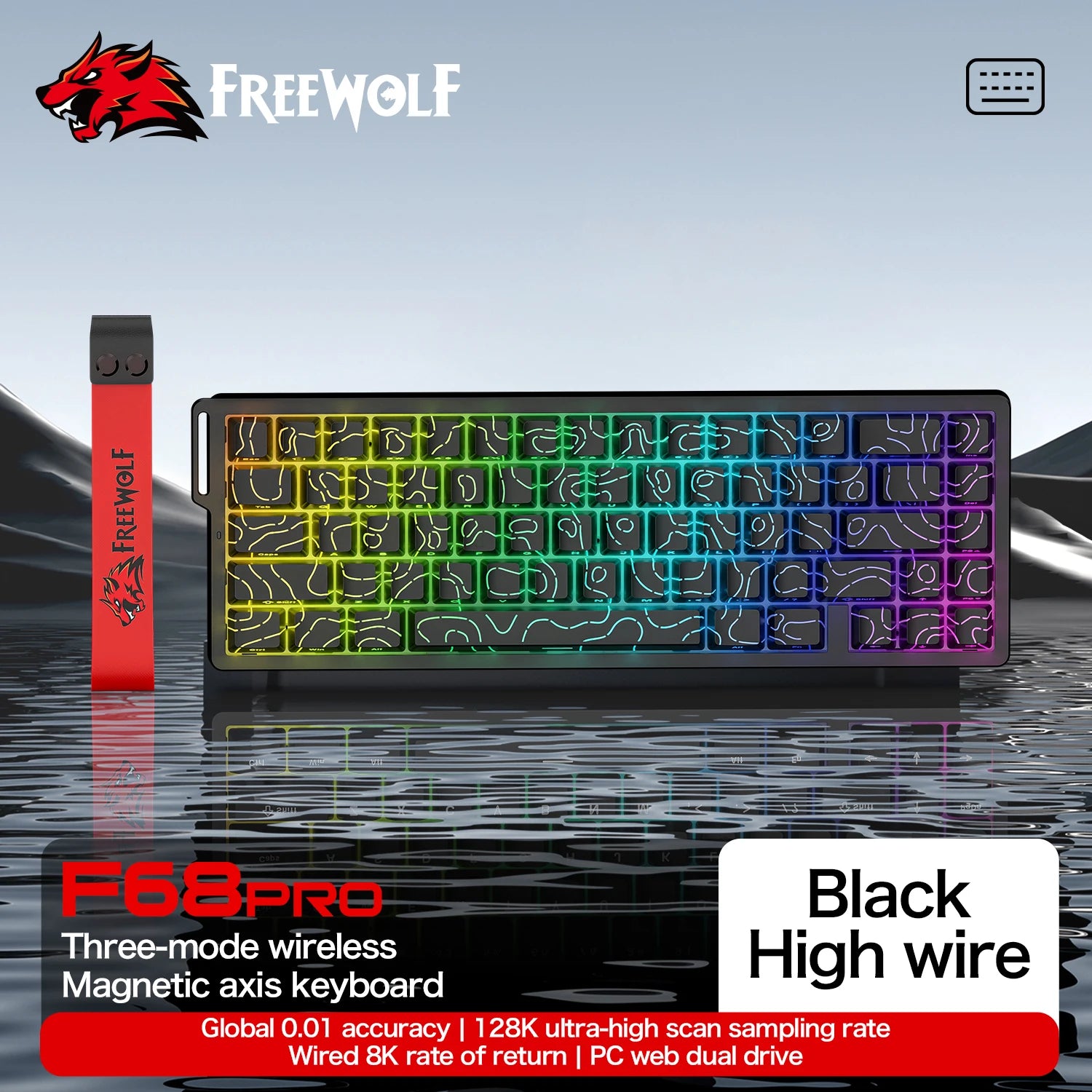 8K Magnetic Gaming Keyboard ATTACK SHARK X68HE Wired and FREEWOLF F68 Wired F68Pro Wireless for Pro Gaming 0.01mm Rapid Trigg