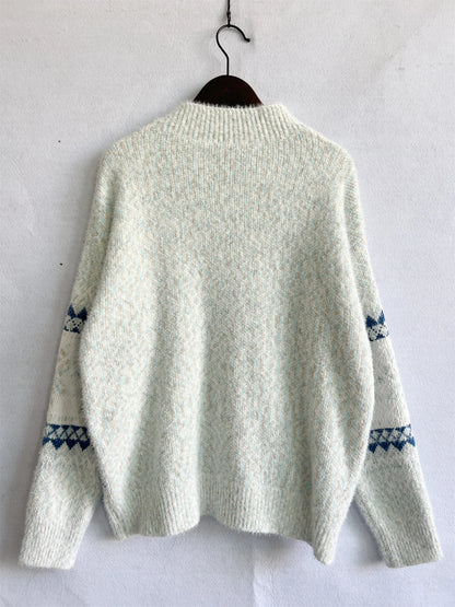 Winter Clothes Women 2023 New Year Sweater Snowflake Vintage Loose Jumper Red Long Sleeve Knitted Pullover Holiday Tops