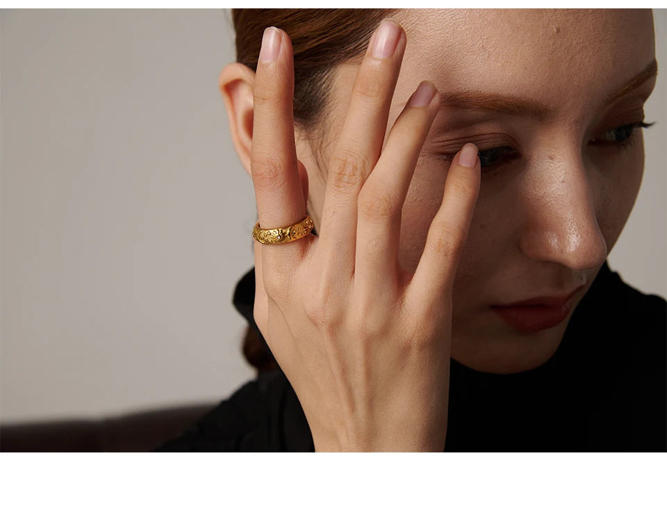 Yhpup Sun Star Moon Ring Stainless Steel Jewelry Stylish Metal Celestial Women Ring joyería acero inoxidable mujer Gift New