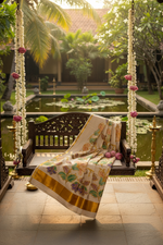 Pastel Floral Kerala Kasavu Saree