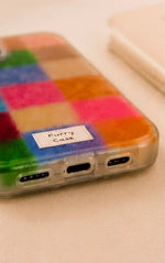 Dopamine Furry Patchwork Phone Case | Colourful iPhone Case for 17 16 15 14 13 12Pro Max 7 8 Plus XR XS X