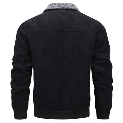 Winter Lapel Fleece Jacket With Pockets Warm Thicken Cotton Coat Men's Clothing