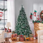 Costoffs Artificial Christmas Tree Snow Dusted Christmas Tree Hinged Lifelike Spruce Holiday Decorative Tree with Foldable Stand and PVC Tips