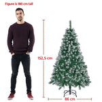 Costoffs Artificial Christmas Tree Snow Dusted Christmas Tree Hinged Lifelike Spruce Holiday Decorative Tree with Foldable Stand and PVC Tips