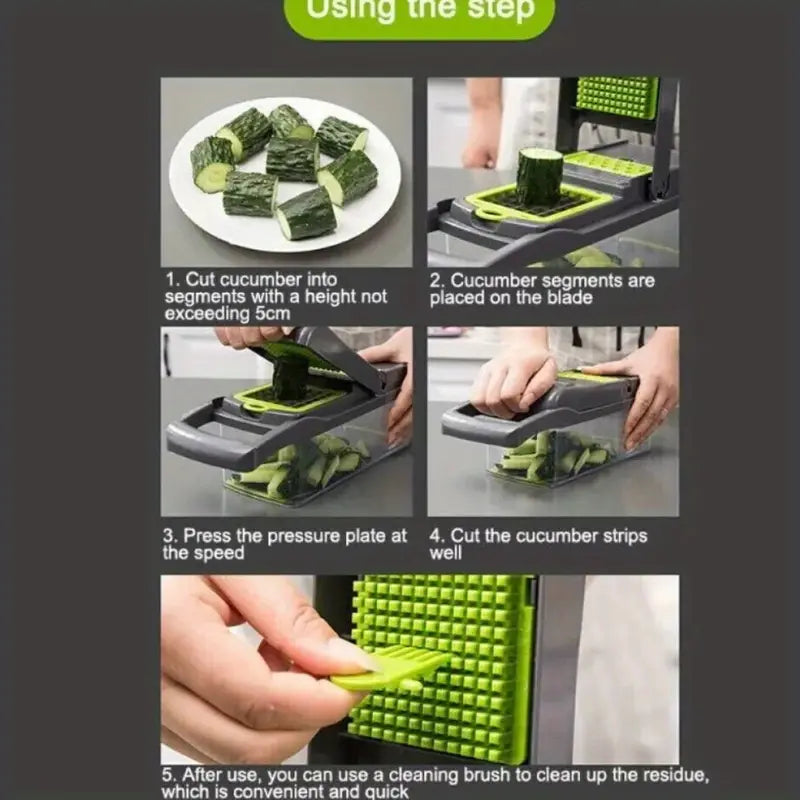 Multifunction 15-in-1 Vegetable Chopper | All-in-One Kitchen Tool with Peeler, Cutter, Slicer & Dicer for Fruits & Vegetables