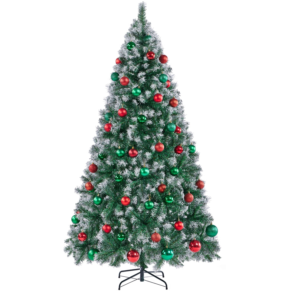 Costoffs Artificial Christmas Tree Snow Dusted Christmas Tree Hinged Lifelike Spruce Holiday Decorative Tree with Foldable Stand and PVC Tips