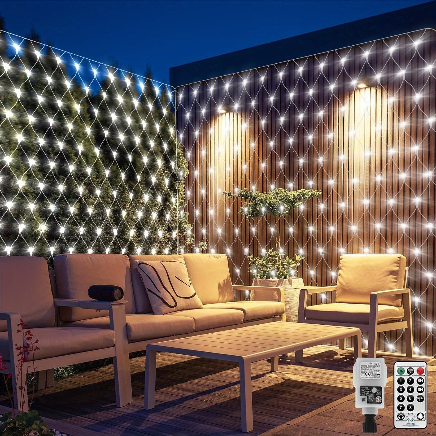 6X2m Large Net Fairy String Lights for Bushes Plug in, 300LEDs Outdoor Net Lights Mesh Lights Garden Tree Lights,, Connectable, with Remote Timer for Xmas Yard