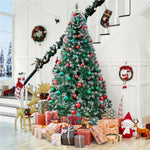 Costoffs Artificial Christmas Tree Snow Dusted Christmas Tree Hinged Lifelike Spruce Holiday Decorative Tree with Foldable Stand and PVC Tips