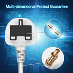 UK Power Strip with 6 USB Ports & 3 Sockets | Heavy-Duty Extension Lead with Fast Charging & Safety Protection for Home Office Workspace