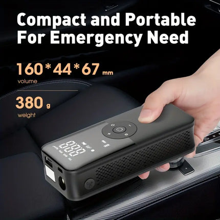 Portable Tire Inflator for Cars, Motorcycles & Bicycles – Compact Air Pump with Digital Display, Fast Inflation & Rear Storage Case