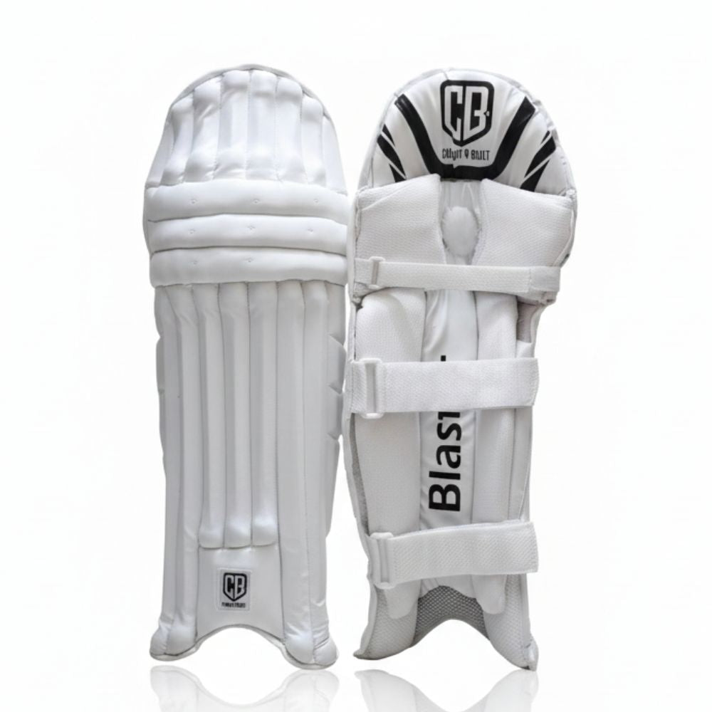CB Blaster Professional Cricket Batting Pads, White, Right Hand, Men's Size Leg Guards